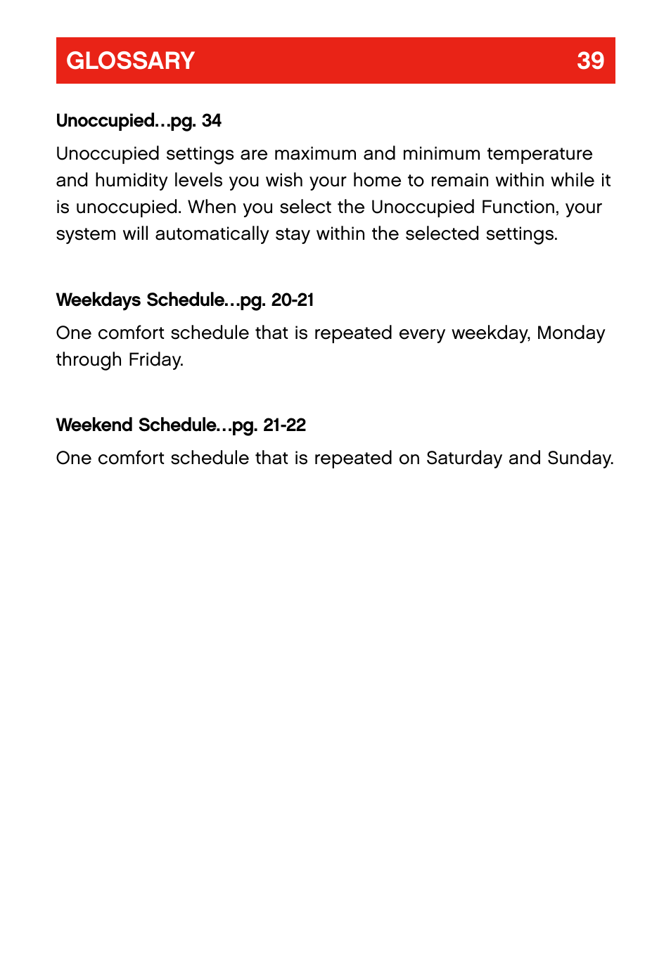 Glossary 39 | Bryant evolution  thermostat User Manual | Page 43 / 44
