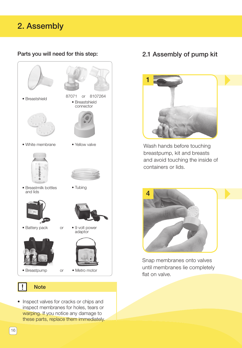 Assembly, 1 assembly of pump kit | Medela Pump In Style User Manual | Page 16 / 100