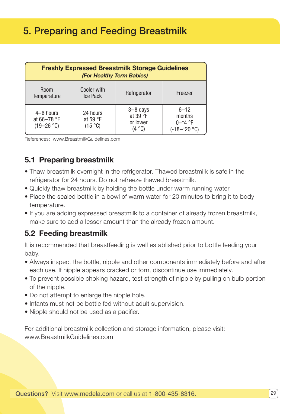 Preparing and feeding breastmilk, 1 preparing breastmilk, 2 feeding breastmilk | Medela Pump In Style User Manual | Page 29 / 100
