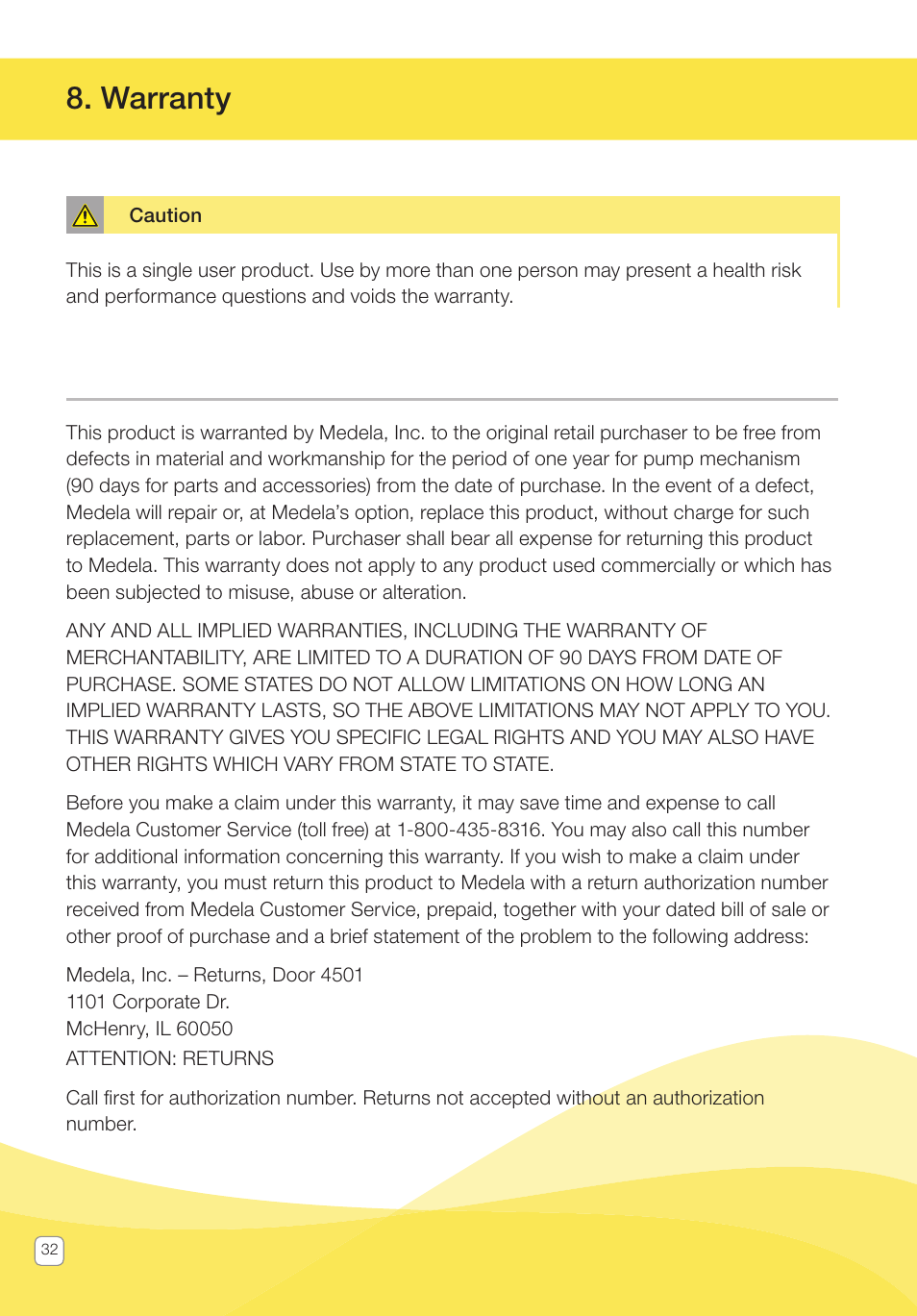 Warranty | Medela Pump In Style User Manual | Page 32 / 100