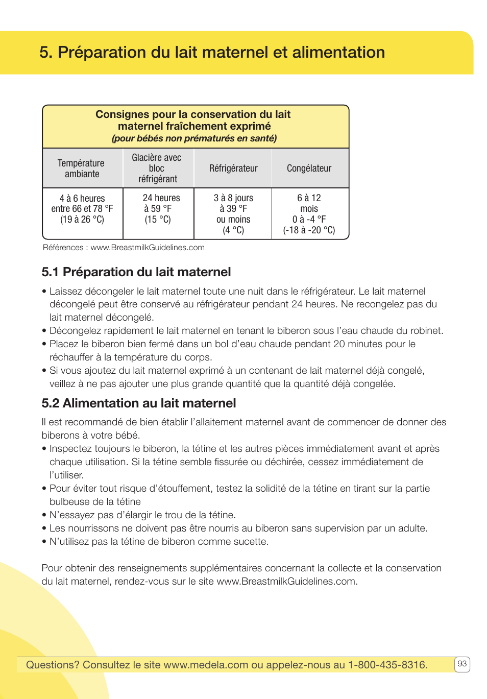 Préparation du lait maternel et alimentation, 1 préparation du lait maternel, 2 alimentation au lait maternel | Medela Pump In Style User Manual | Page 93 / 100