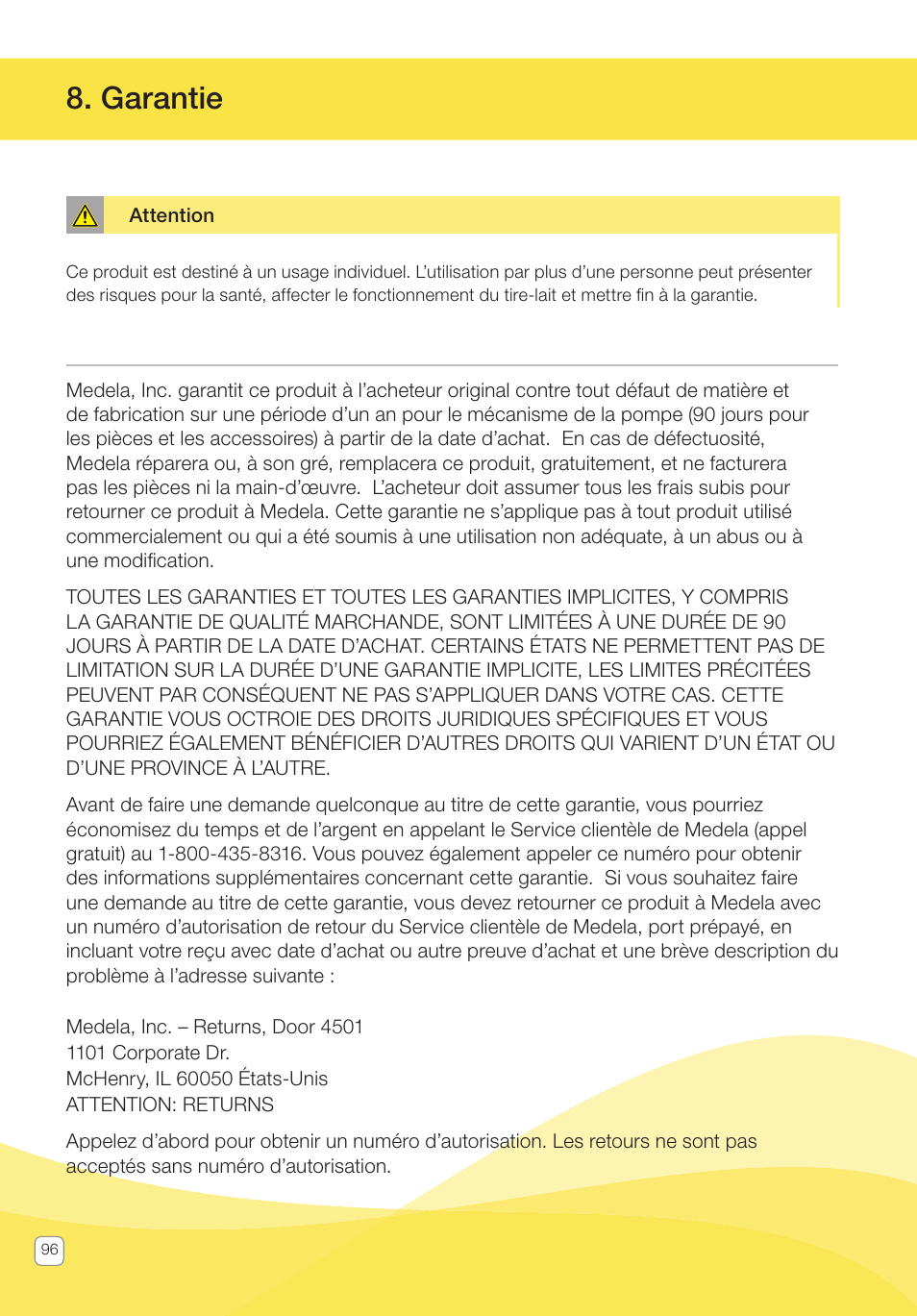 Garantie | Medela Pump In Style User Manual | Page 96 / 100