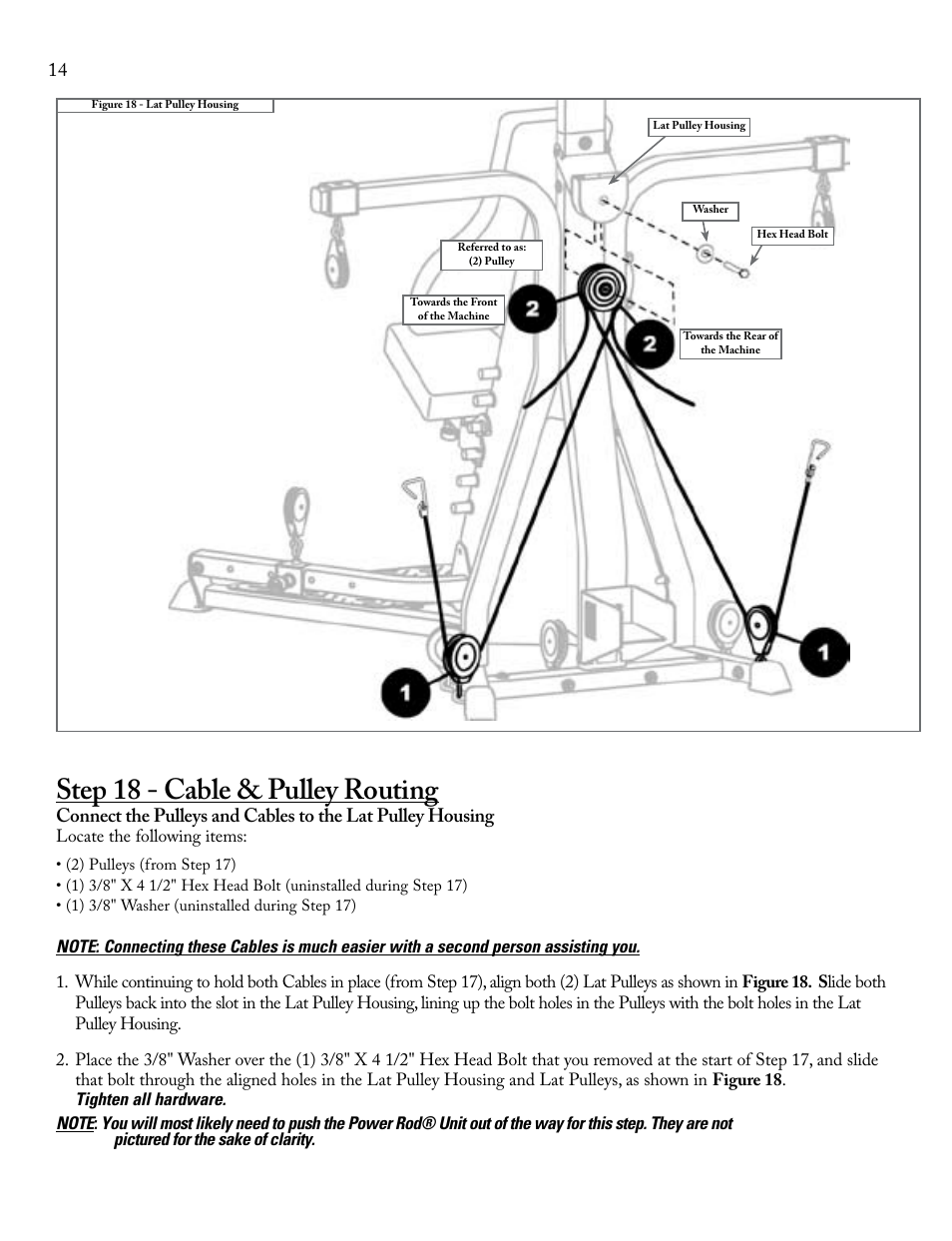 Step 18 - cable & pulley routing | Bowflex Xtreme 2 User Manual | Page 16 / 23