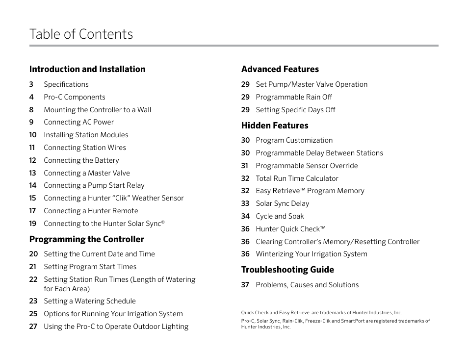 Hunter PRO-C (PCC) User Manual | Page 2 / 40