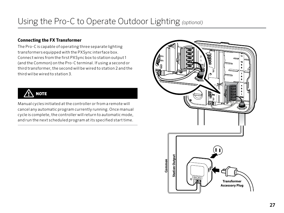 Using the pro-c to operate outdoor lighting | Hunter PRO-C (PCC) User Manual | Page 27 / 40