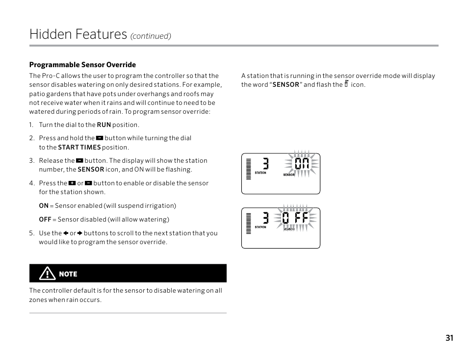 Hidden features | Hunter PRO-C (PCC) User Manual | Page 31 / 40