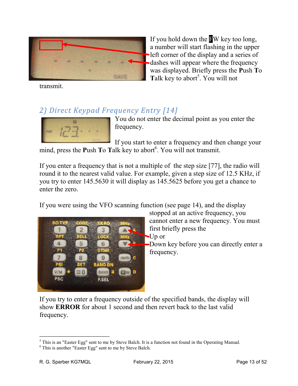 2) direct keypad frequency entry [14 | Yaesu FT-60R User Manual | Page 13 / 52