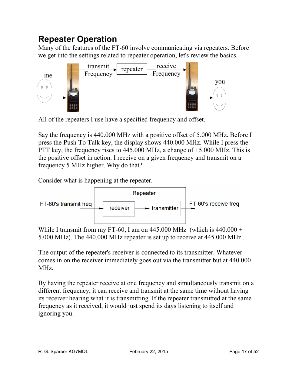 Repeater operation | Yaesu FT-60R User Manual | Page 17 / 52