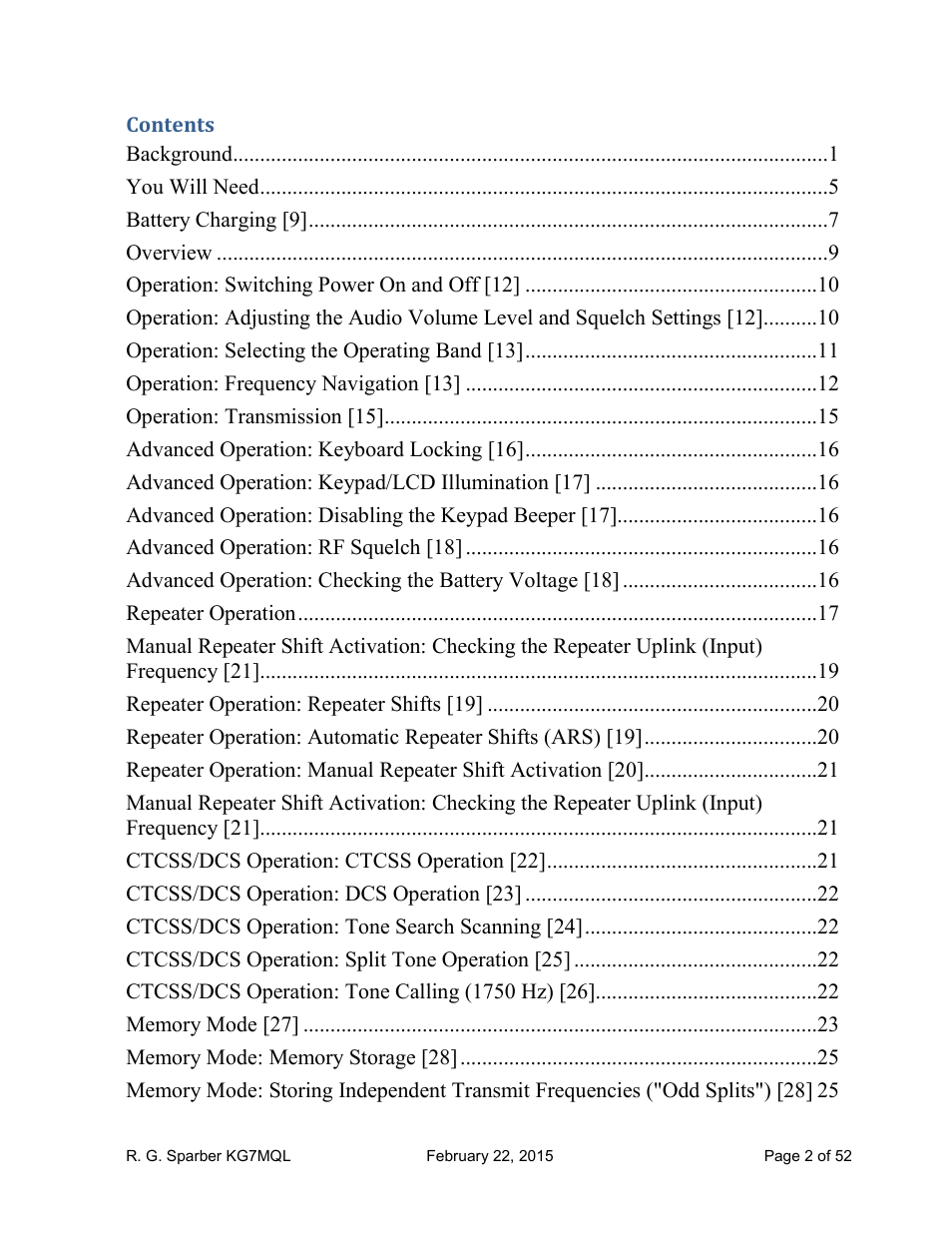 Yaesu FT-60R User Manual | Page 2 / 52