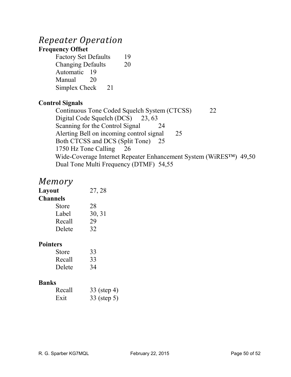 Repeater operation | Yaesu FT-60R User Manual | Page 50 / 52