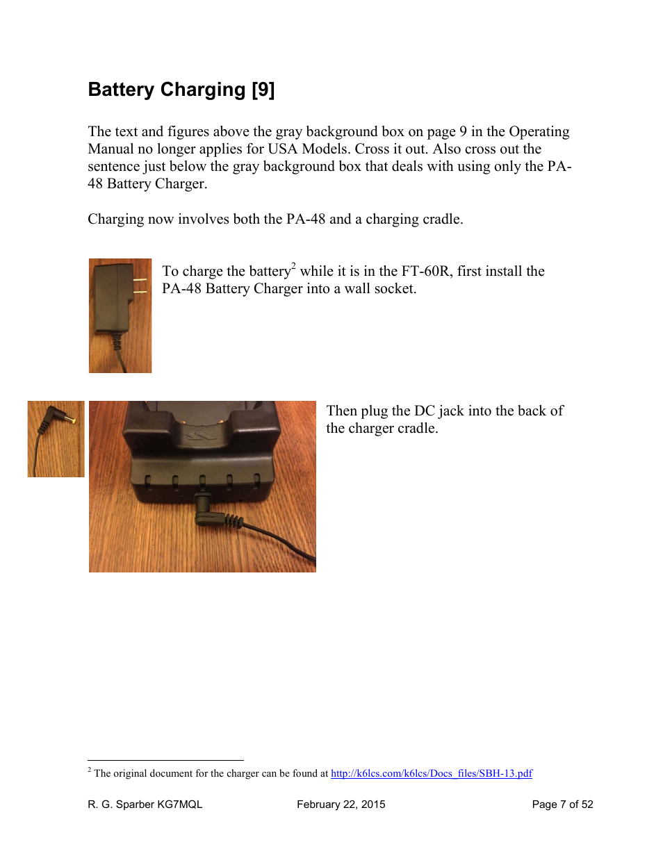 Battery charging [9 | Yaesu FT-60R User Manual | Page 7 / 52