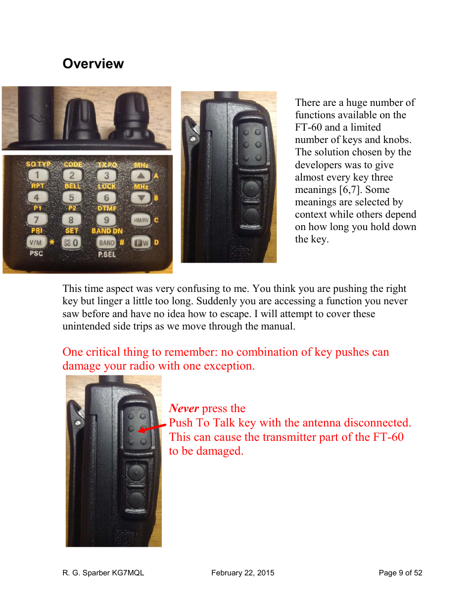 Overview | Yaesu FT-60R User Manual | Page 9 / 52