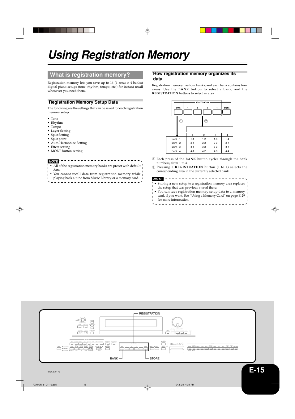 E-15 | Casio PX-400R User Manual | Page 17 / 49