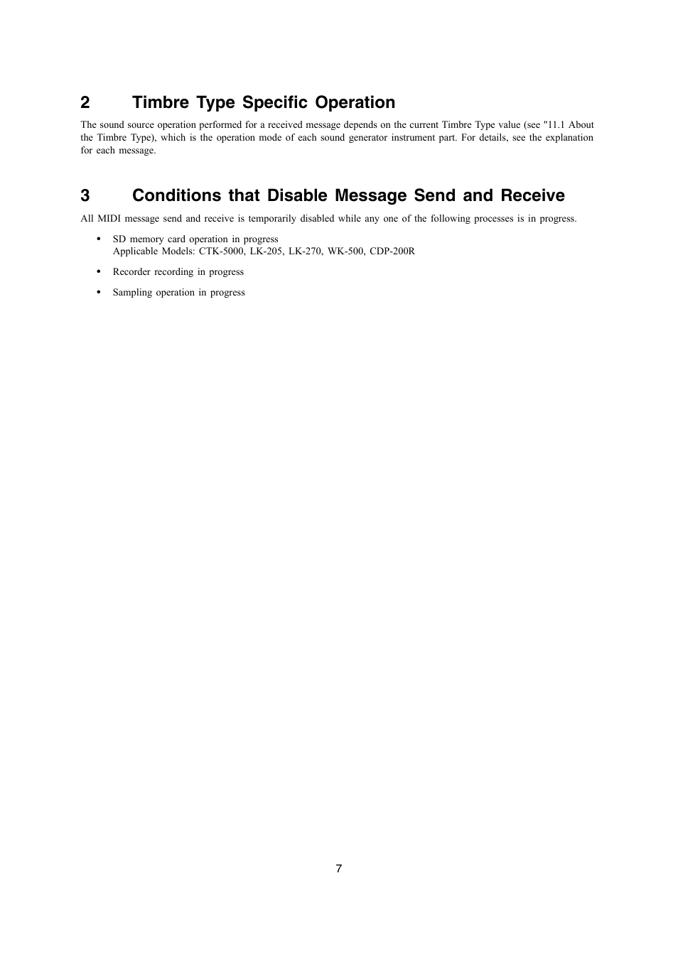 2timbre type specific operation, 3conditions that disable message send and receive | Casio LK-270 User Manual | Page 7 / 46