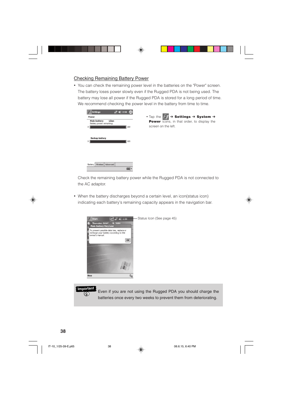 38 checking remaining battery power | Casio Stylus User Manual | Page 38 / 126