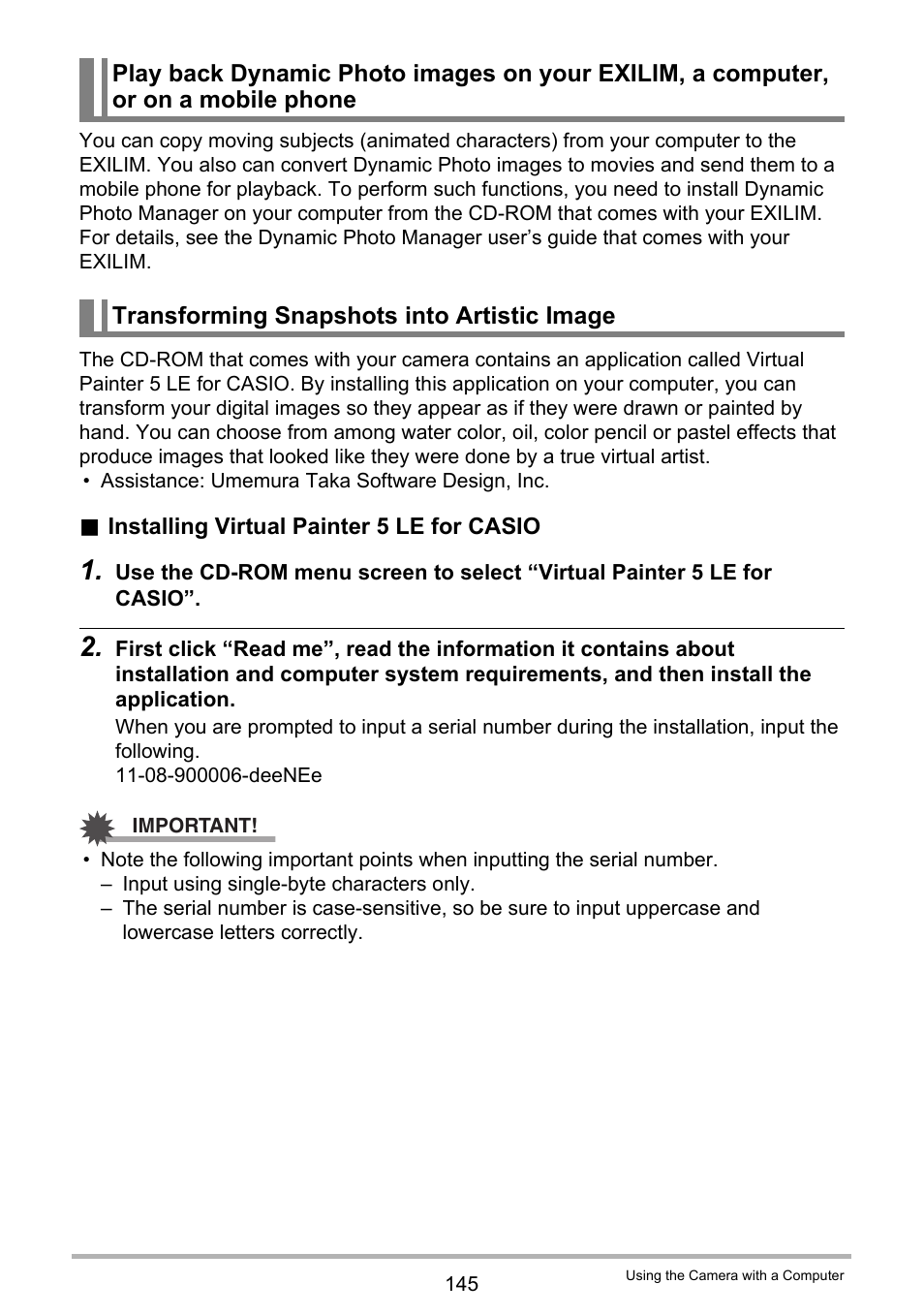 Transforming snapshots into artistic image, E 145) | Casio EXILIM EX-ZR100 User Manual | Page 145 / 205