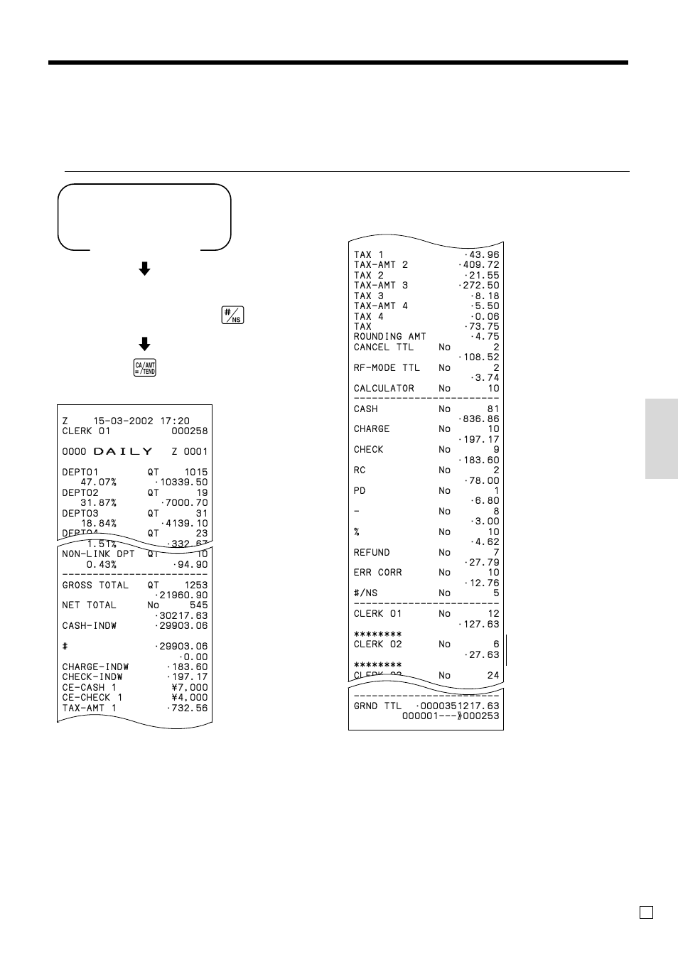 X mode, Z mode, Con venient operations and setups | Read, Reset, Mode switch, These items can be skipped by programming, Money declaration, Cash in drawer amount | Casio TE-100 User Manual | Page 75 / 88