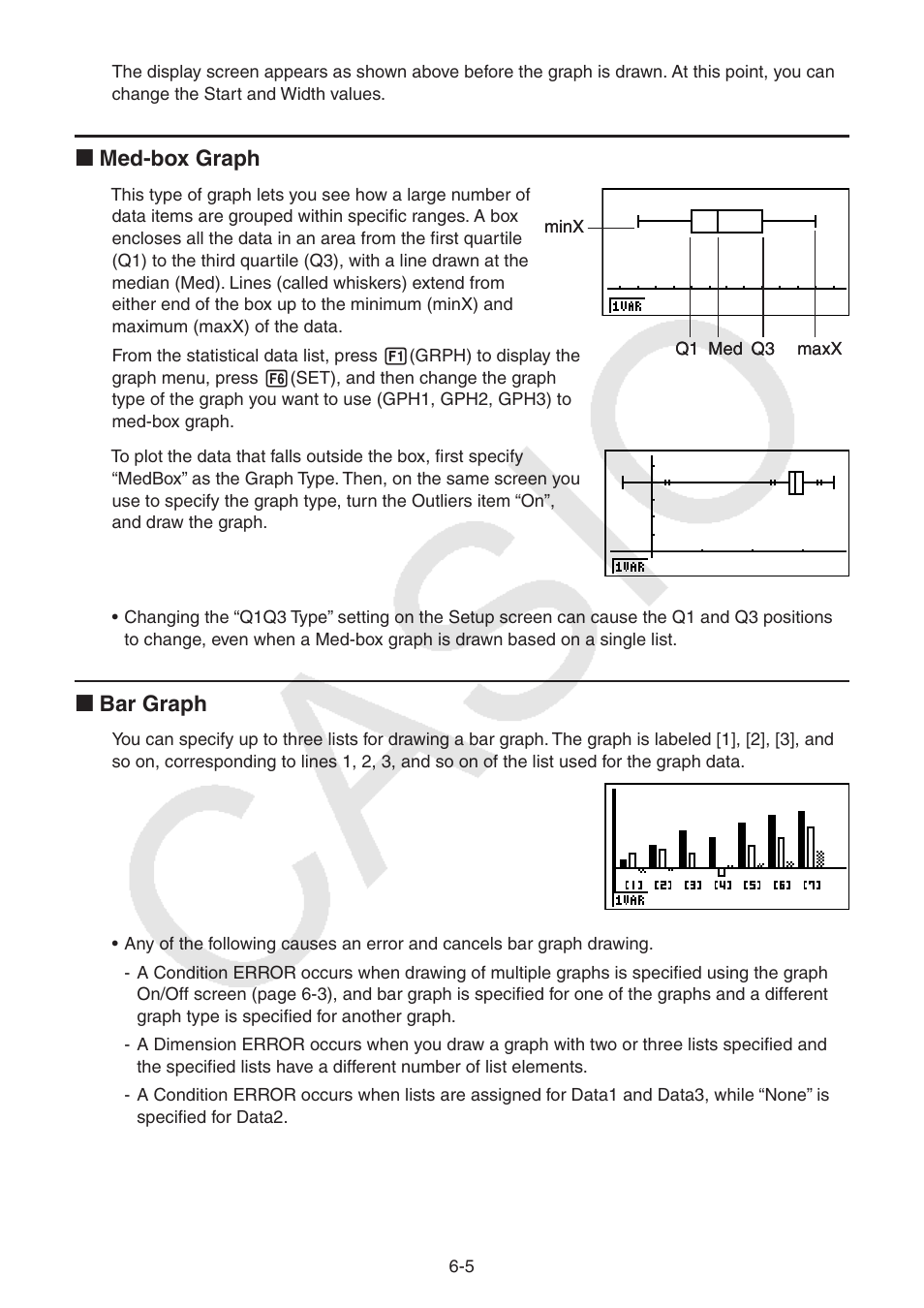 I med-box graph, I bar graph | Casio FX-9750GII User Manual | Page 145 / 402
