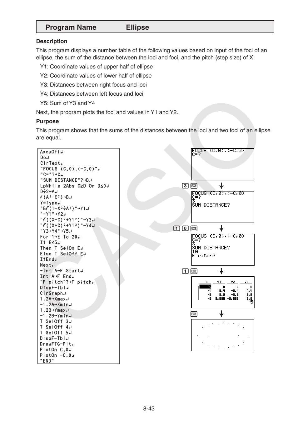 Program name ellipse | Casio FX-9750GII User Manual | Page 254 / 402