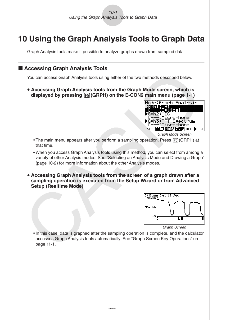 10 using the graph analysis tools to graph data, K accessing graph analysis tools | Casio FX-9750GII User Manual | Page 376 / 402