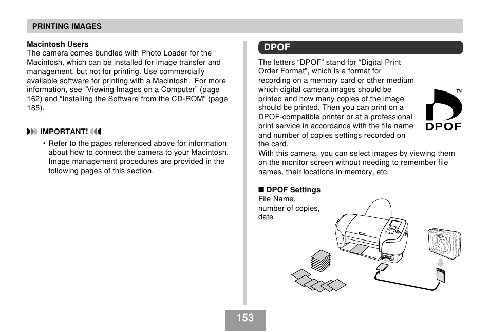 Dpof | Casio QV-R61 User Manual | Page 153 / 210
