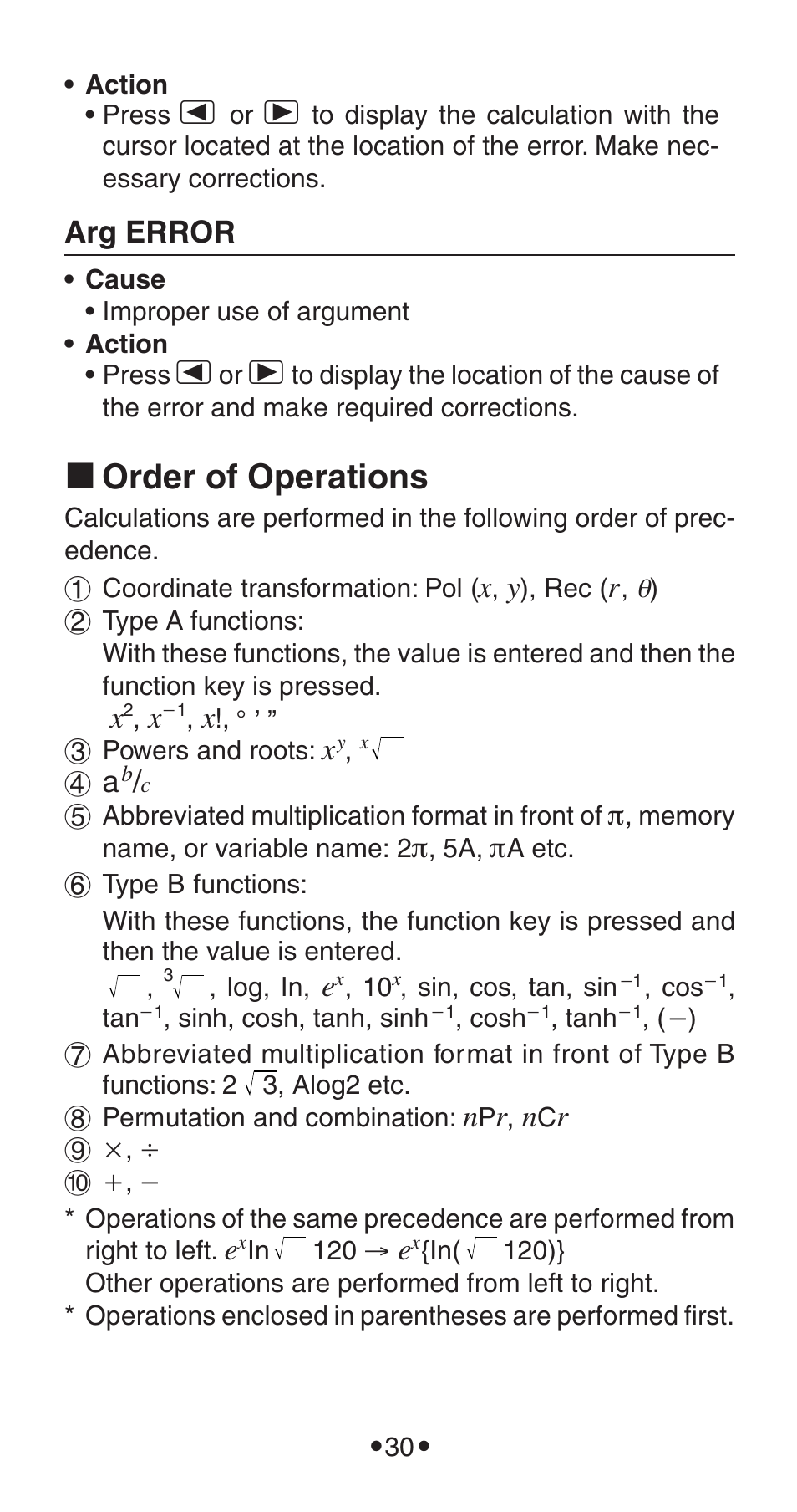 K order of operations | Casio FX-115WA User Manual | Page 32 / 38