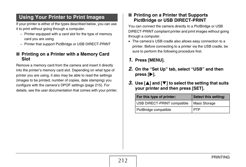 Using your printer to print images, E 212) | Casio EX-S880 User Manual | Page 212 / 293