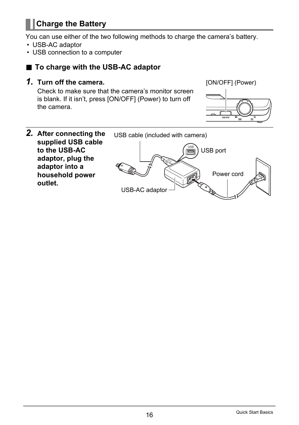 Charge the battery | Casio EXILIM EX-Z3000 User Manual | Page 16 / 145
