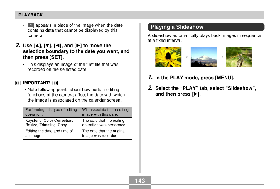 Playing a slideshow | Casio EX-Z700 User Manual | Page 143 / 247
