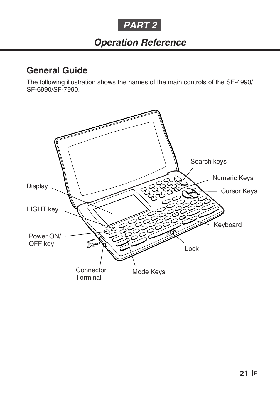 Part 2 operation reference, General guide | Casio SF-7990 User Manual | Page 23 / 100
