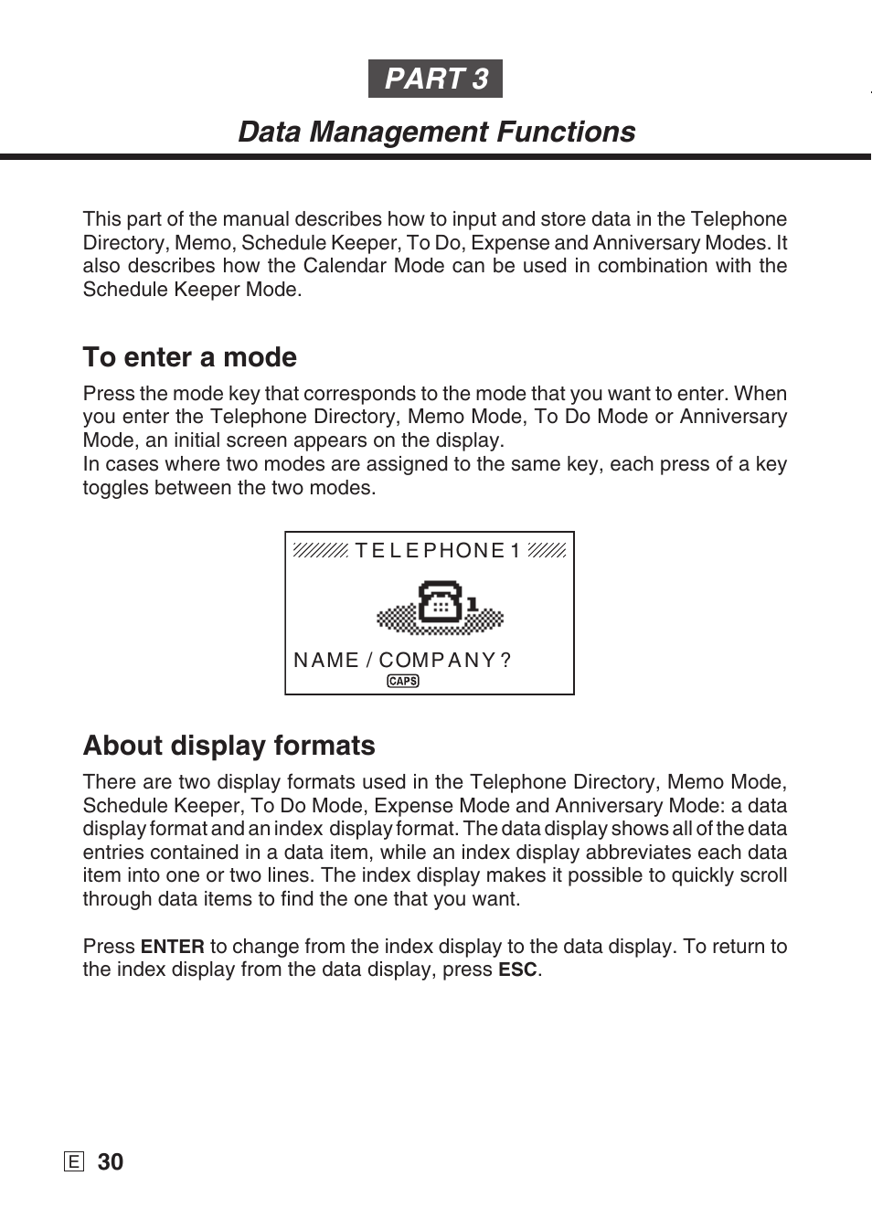 Part 3 data management functions, About display formats | Casio SF-7990 User Manual | Page 32 / 100