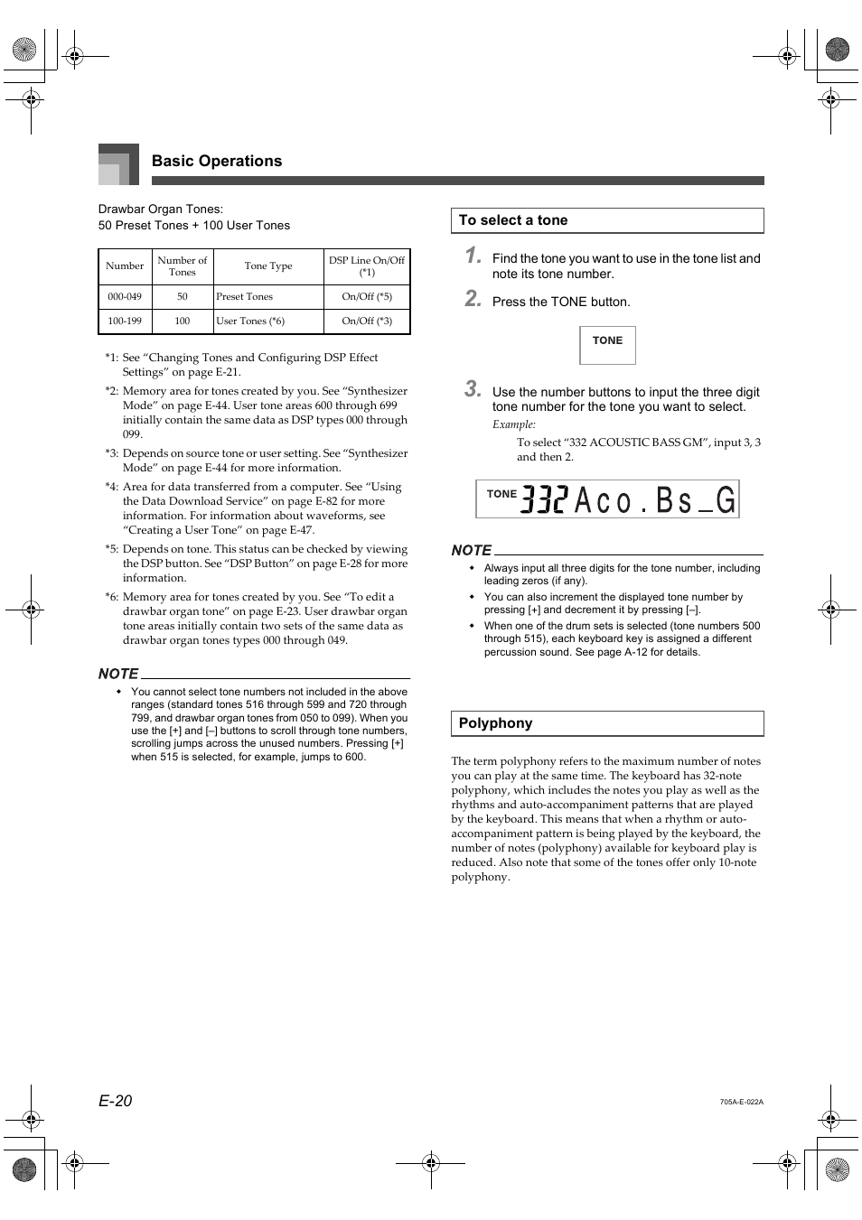Basic operations e-20 | Casio CTK-691 User Manual | Page 22 / 122