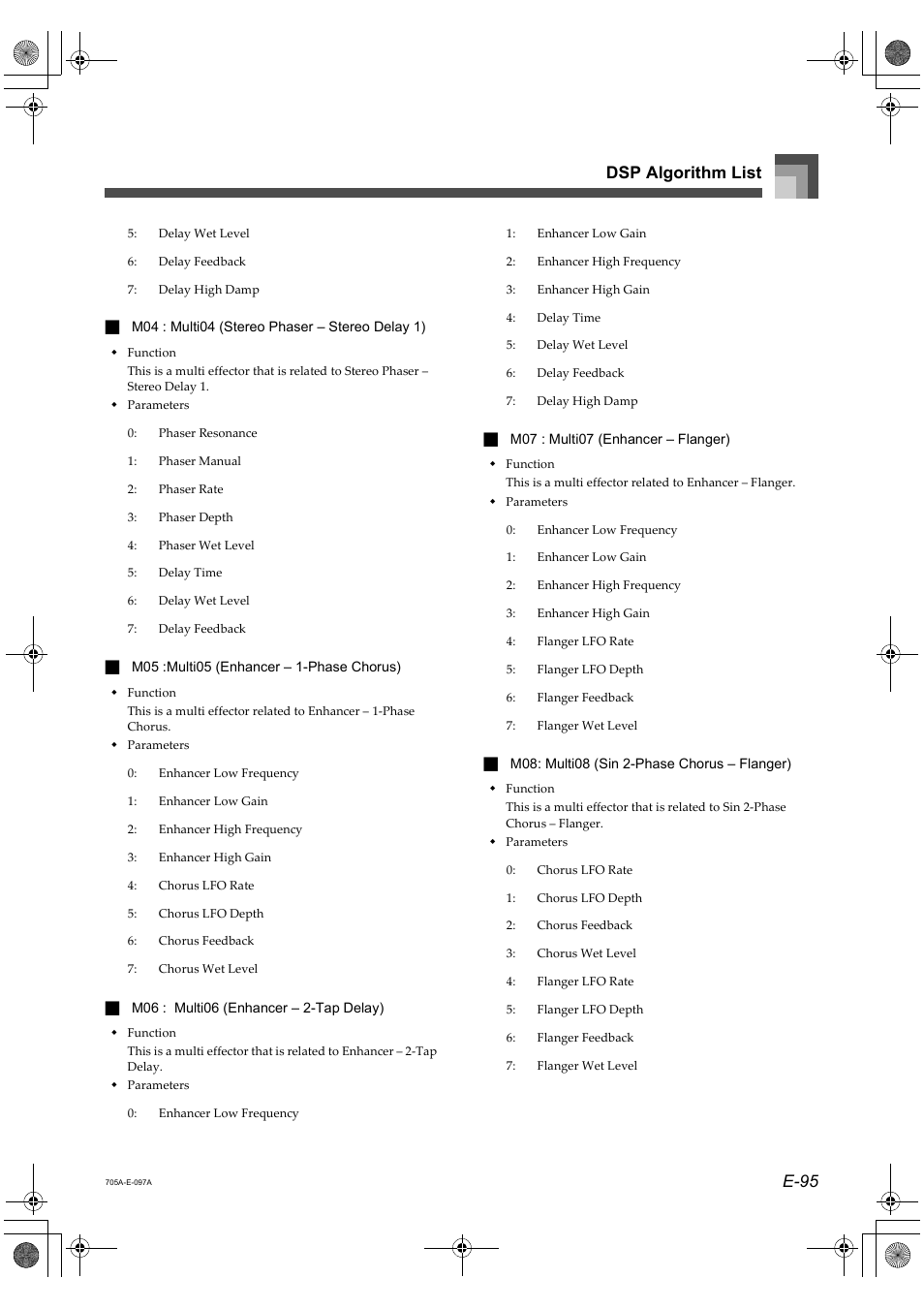 E-95 dsp algorithm list | Casio CTK-691 User Manual | Page 97 / 122