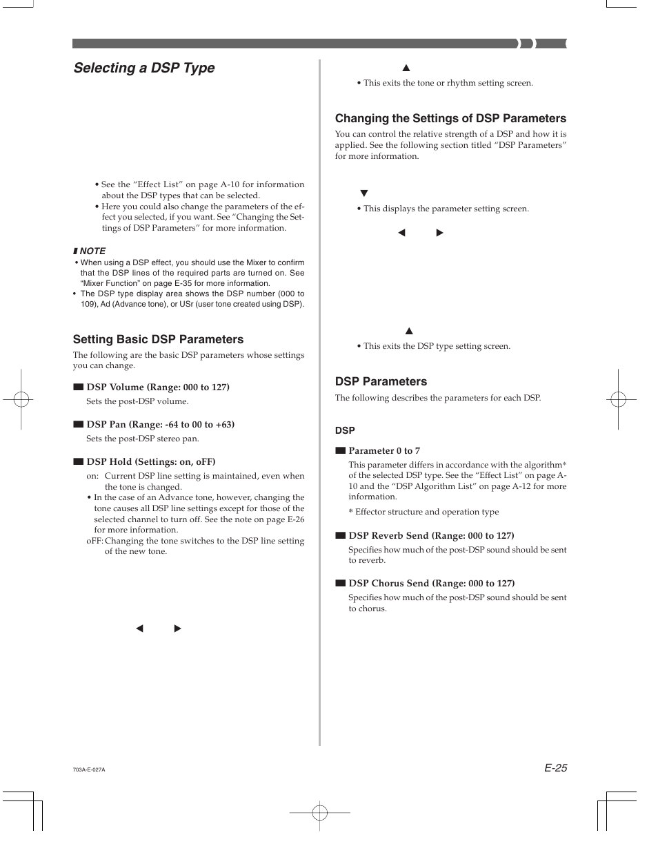 Selecting a dsp type | Casio CTK-671 User Manual | Page 27 / 98