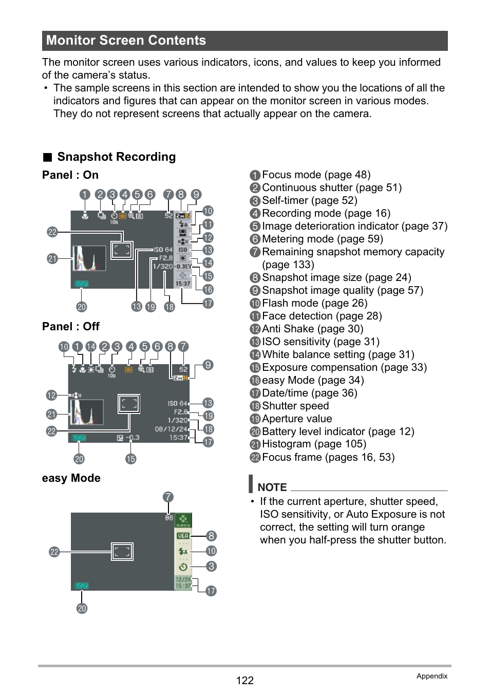 Monitor screen contents | Casio EXILIM EX-Z22 User Manual | Page 122 / 139