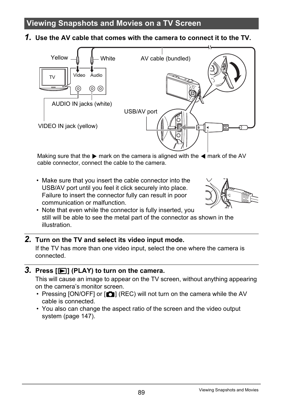 Viewing snapshots and movies on a tv screen | Casio EX-Z2000 User Manual | Page 89 / 195