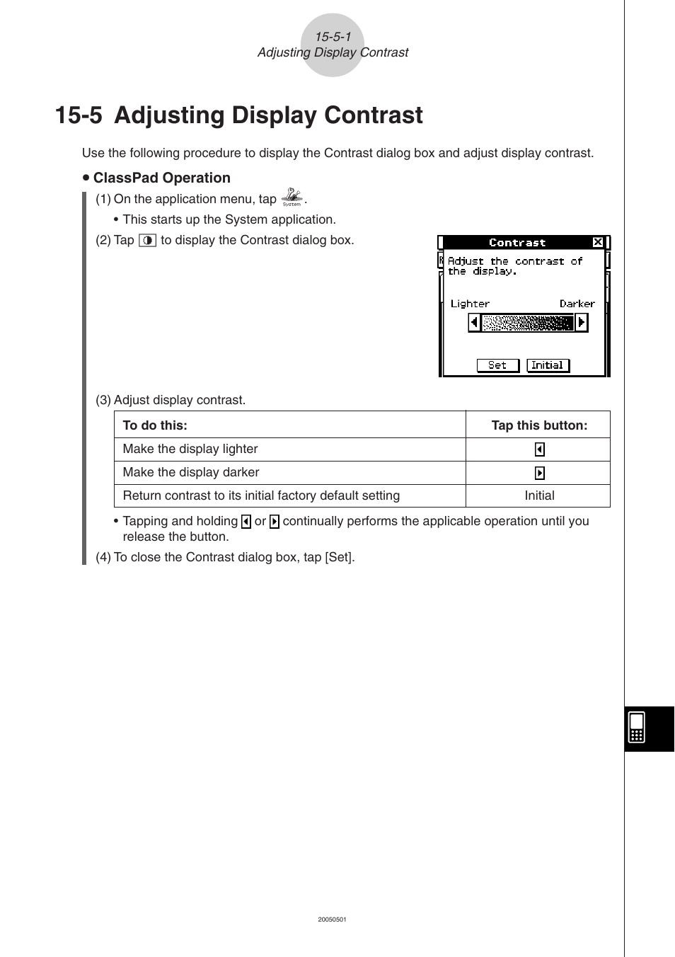 5 adjusting display contrast, 5 adjusting display contrast -5-1 | Casio ClassPad 300 PLUS User Manual | Page 689 / 753