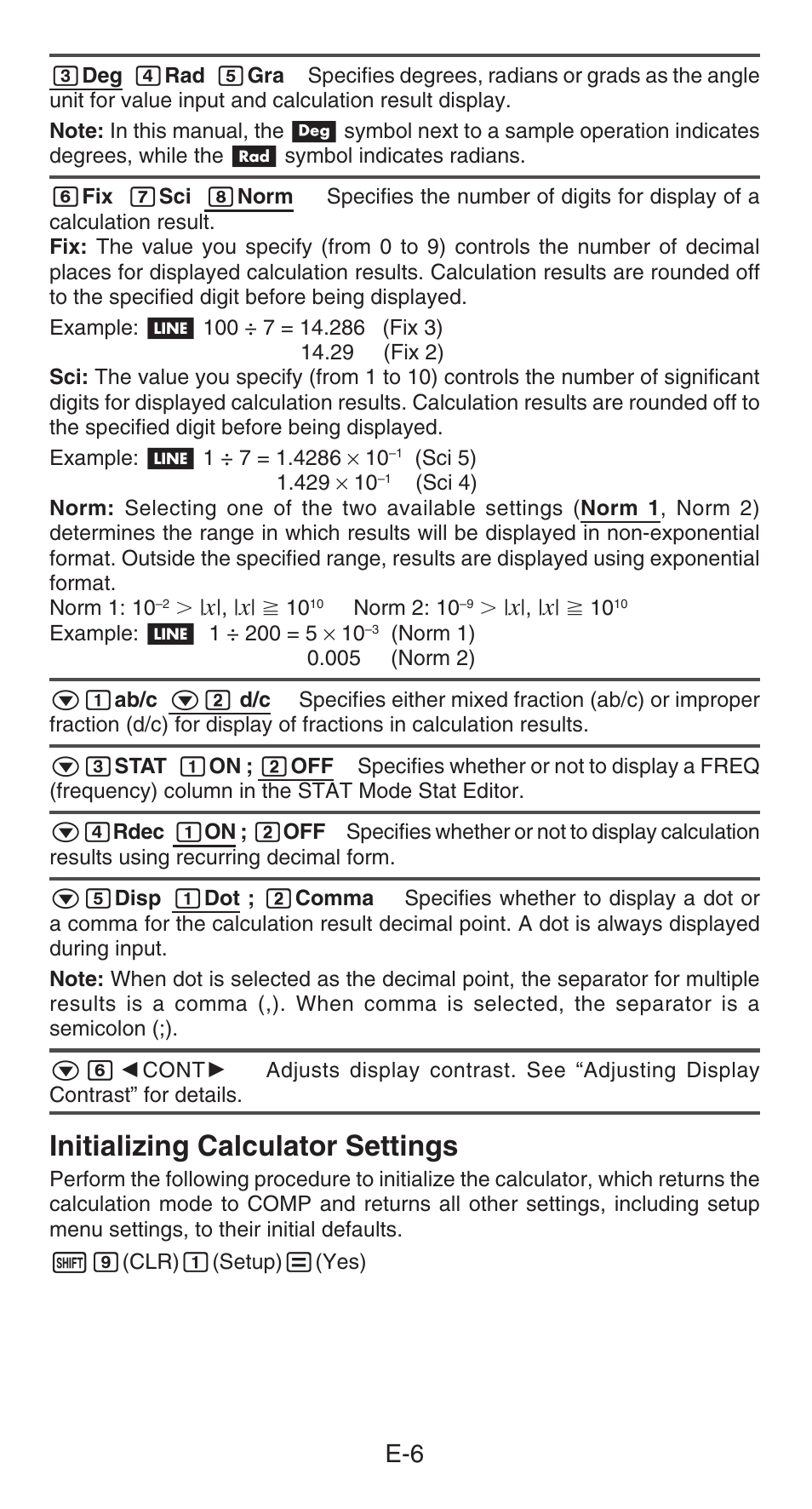 Initializing calculator settings | Casio FX-85GT PLUS User Manual | Page 7 / 32