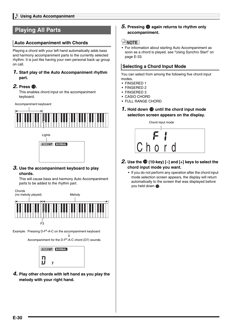 Playing all parts | Casio LK230ES1A User Manual | Page 32 / 47