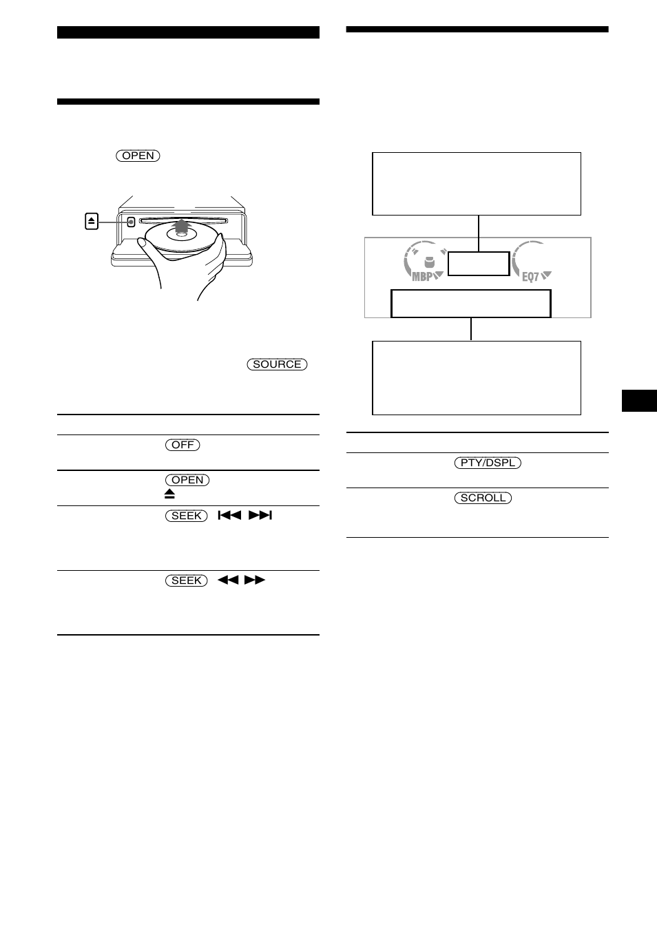 Reproductor de cd, Reproducción de discos, 2 cierre el panel frontal | Elementos del visor, Сжимйуз фпх сплпгйпж | Sony CDX-L550 User Manual | Page 33 / 146