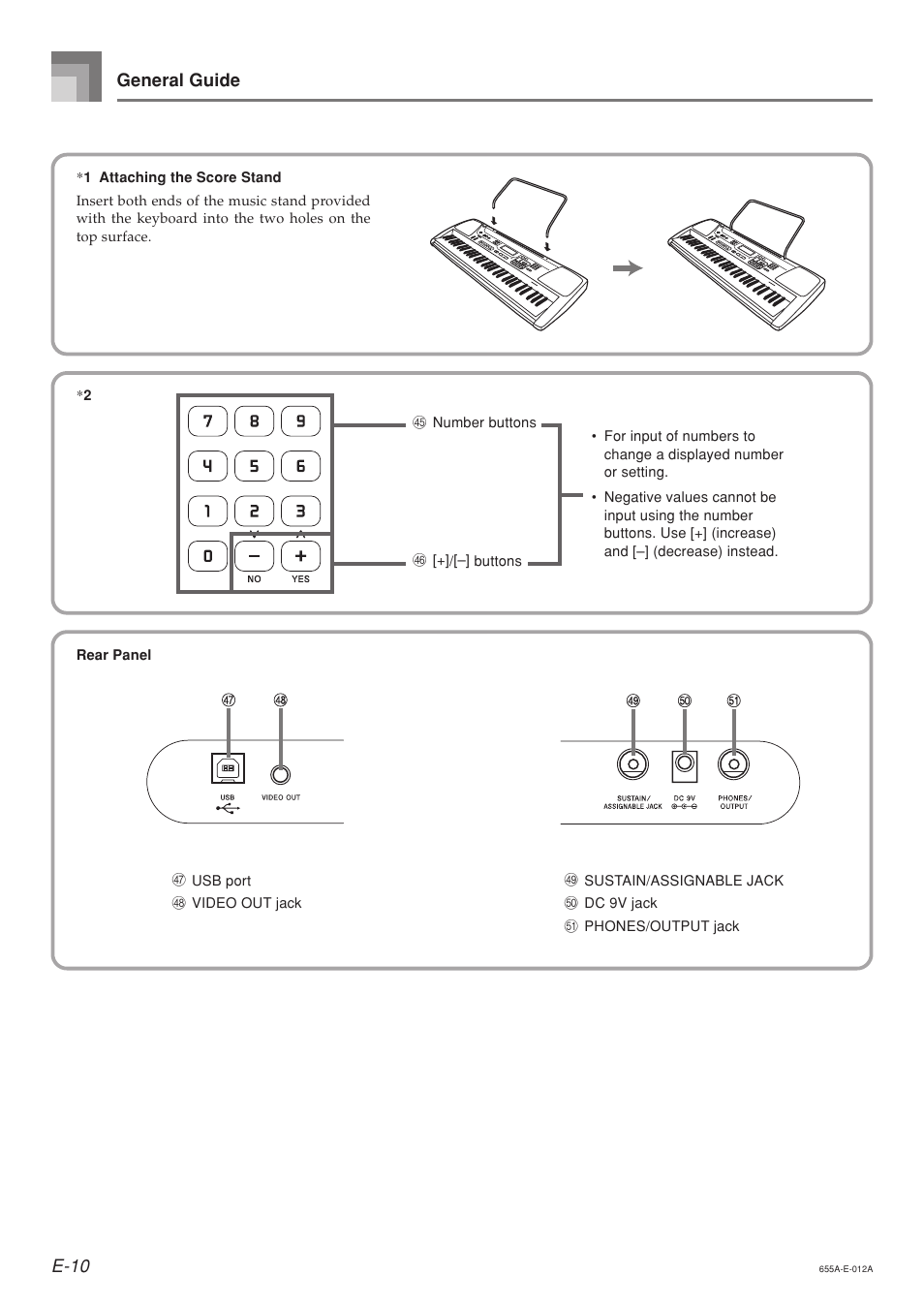 E-10 general guide | Casio LK94TV User Manual | Page 12 / 69