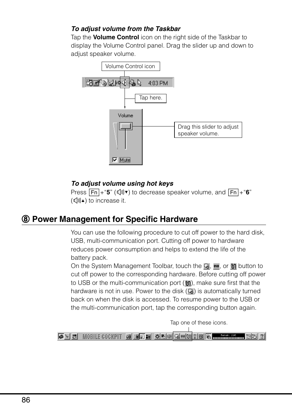 8 power management for specific hardware, 88 power management for specific hardware | Casio MPC-501 User Manual | Page 86 / 126