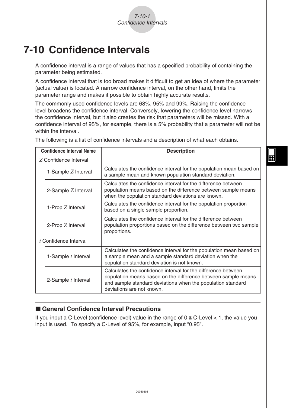 10 confidence intervals, Confidence, Intervals -10-1 | Casio CLASSPAD 330 3.04 User Manual | Page 443 / 954