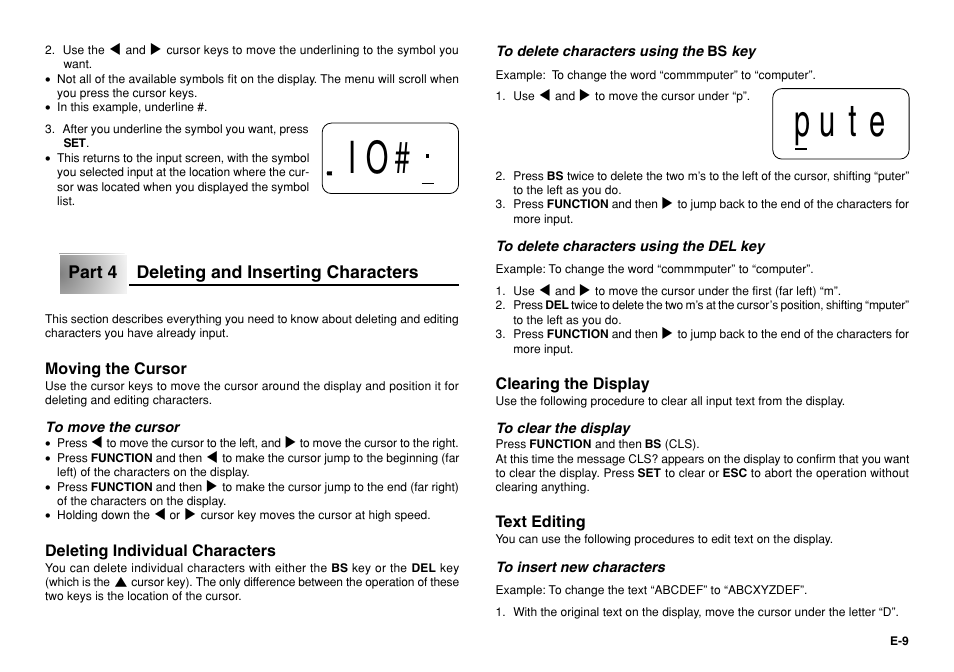 Io# pute | Casio KL-750 User Manual | Page 10 / 19