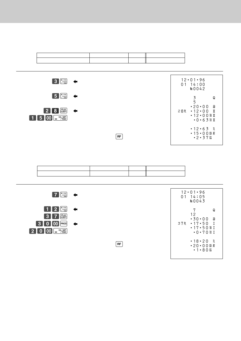 Basic setups and operations, Operation receipt ‹ x, Fi x | Fi— c, Operation receipt ‡ x | Casio CE-2400 User Manual | Page 38 / 88