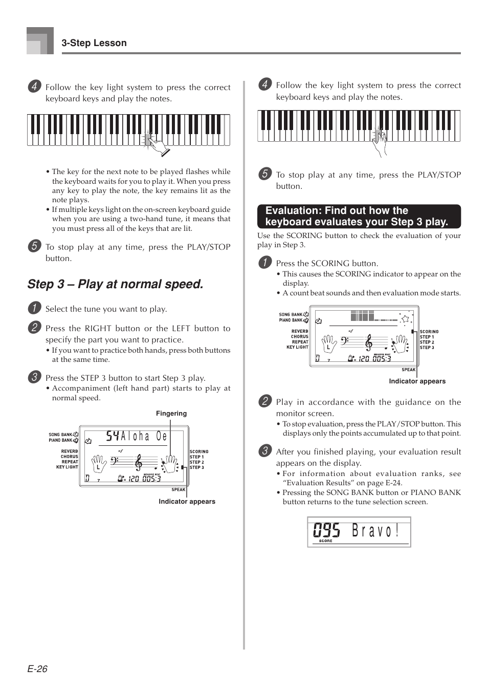 Step 3 – play at normal speed | Casio LK-215 User Manual | Page 28 / 59