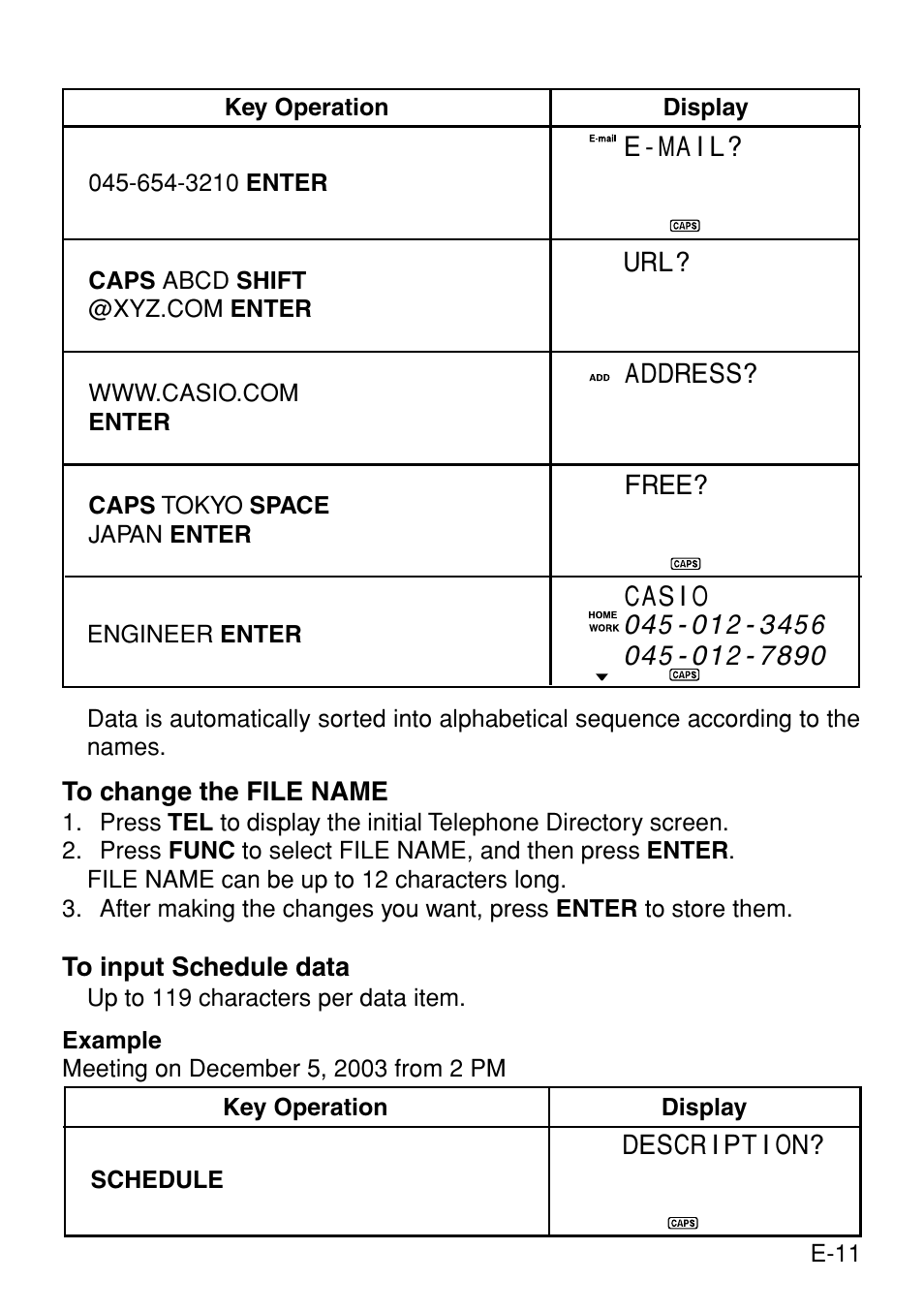 Casio Digital Diary SF-3990 User Manual | Page 13 / 31