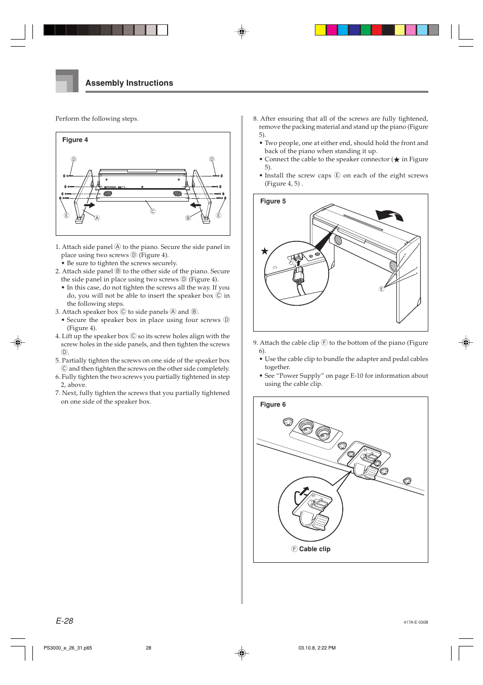 E-28 assembly instructions | Casio PS-3000 User Manual | Page 30 / 55