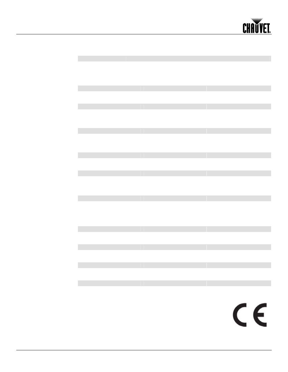 Technical specifications | Chauvet Q-WASH 260-LED User Manual | Page 26 / 27