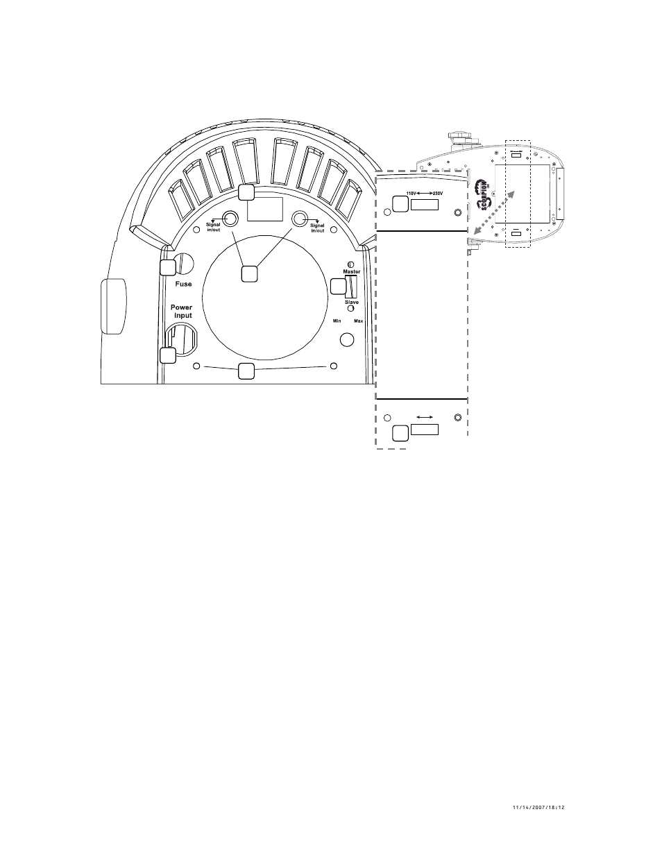 Rear panel control details, Master/slave operation, Anel | Ontrol, Etails, Aster, Lave, Peration | Chauvet LG-3355 User Manual | Page 6 / 17